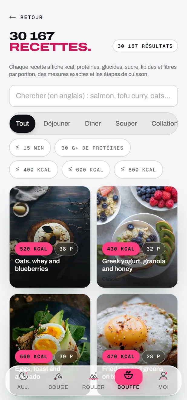Les recettes de l’app FORGE