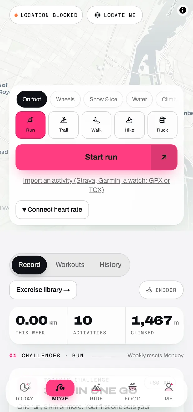L’onglet Bouge de l’app FORGE