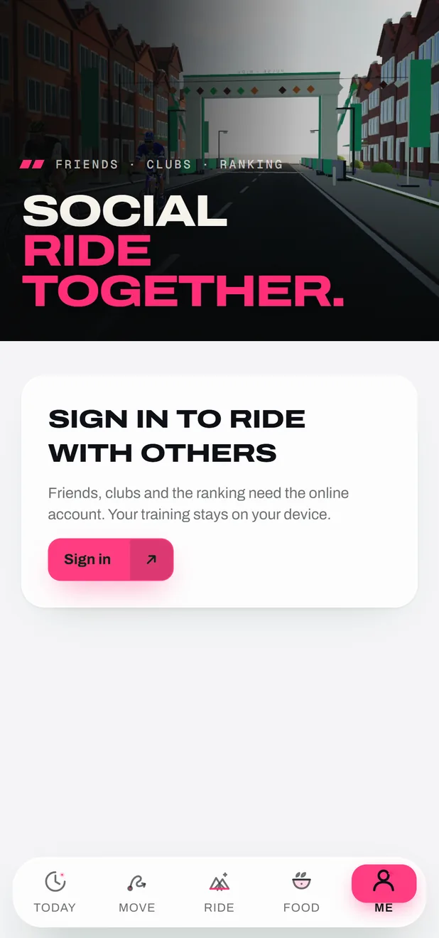 The app’s social tab: friends, clubs and leaderboard