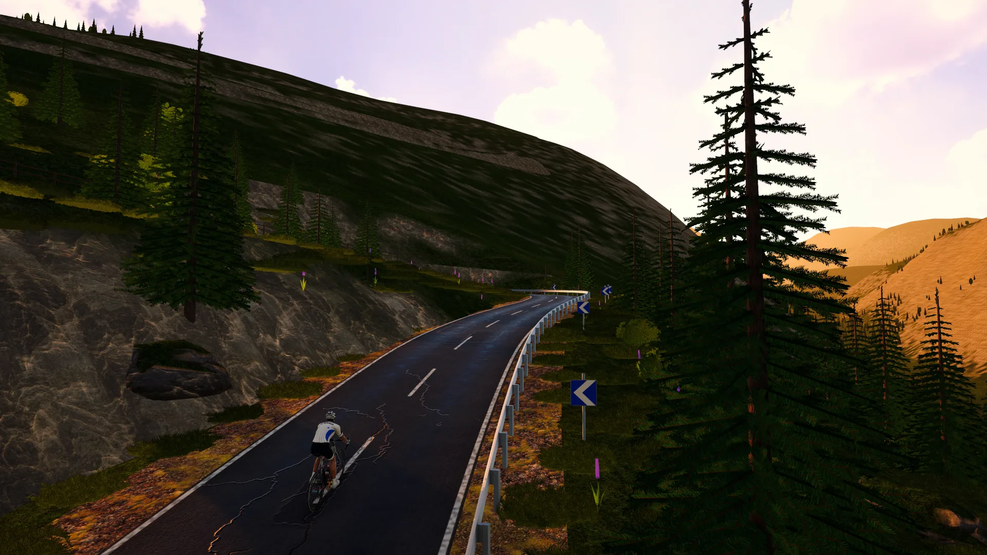 Le haut de l’Alpe d’Huez dans la lumière du soir dans FORGE Ride