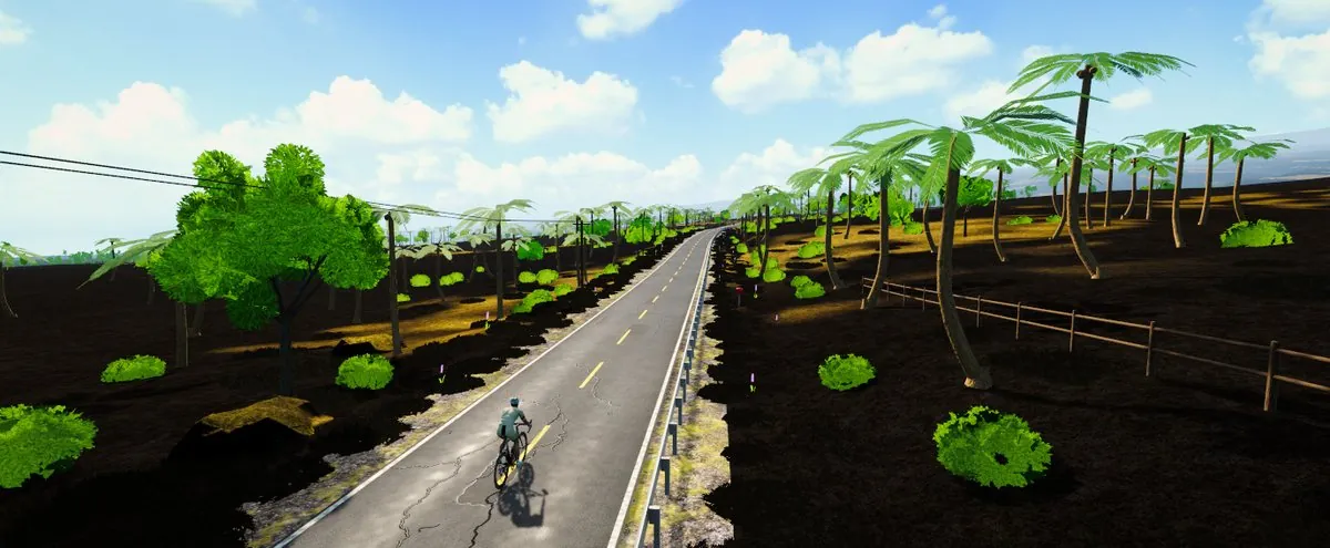La Queen K à travers les champs de lave noire de Kona, dans FORGE Ride