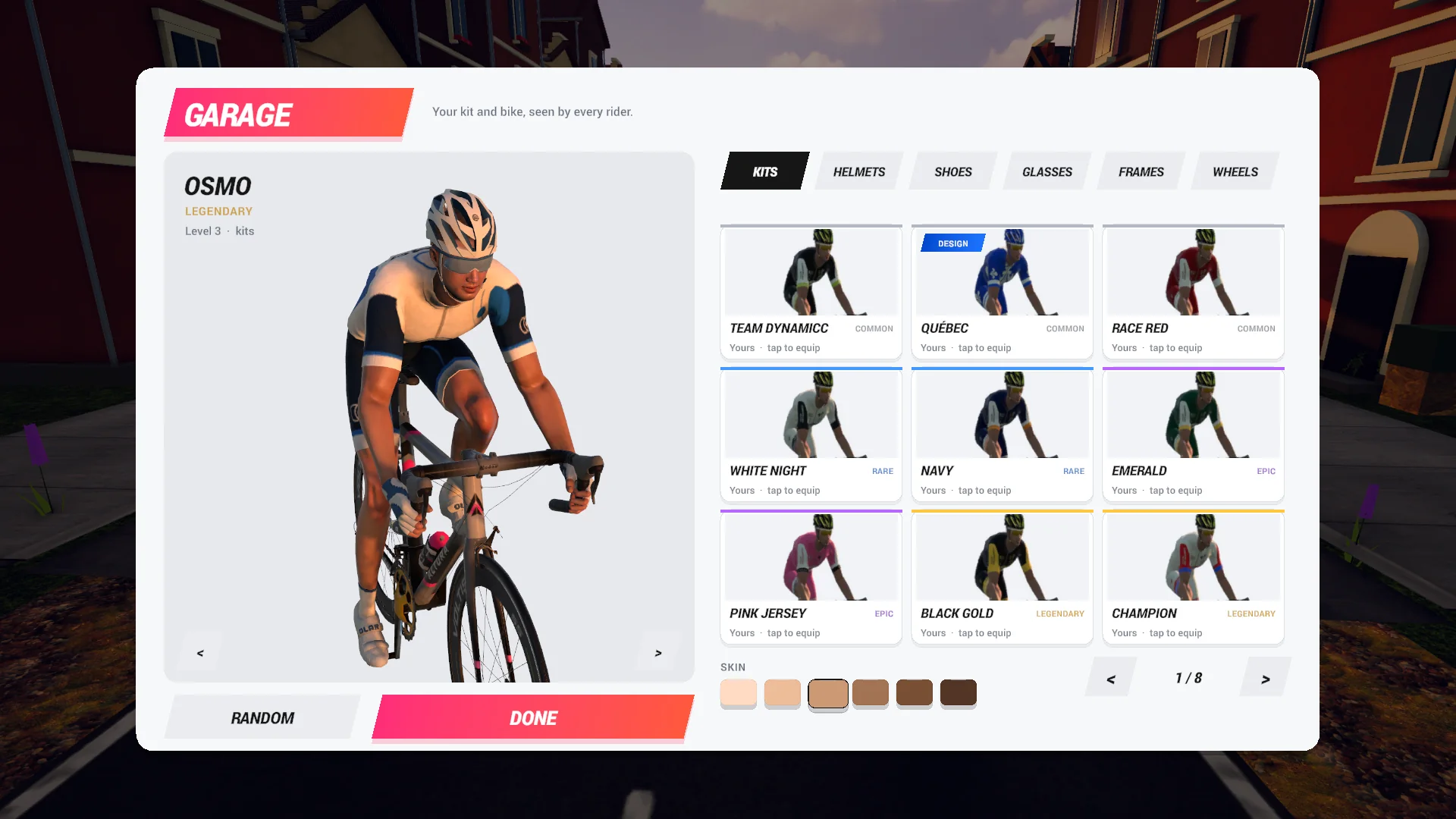 The FORGE Ride garage: kits, helmets, shoes, glasses, frames and wheels